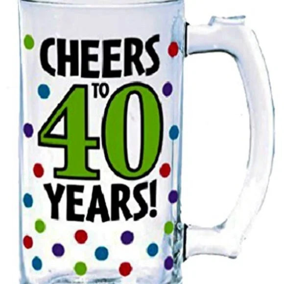 15oz glass mug "Cheers to 40 years!" - Picture 2 of 3